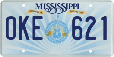 MS license plate OKE621