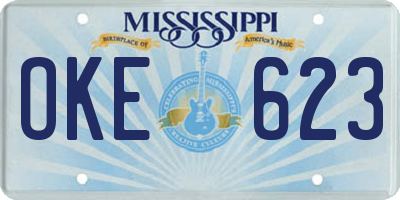 MS license plate OKE623