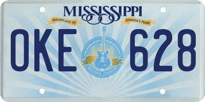 MS license plate OKE628