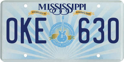 MS license plate OKE630