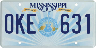 MS license plate OKE631