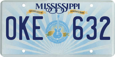 MS license plate OKE632