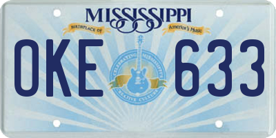 MS license plate OKE633