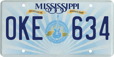 MS license plate OKE634