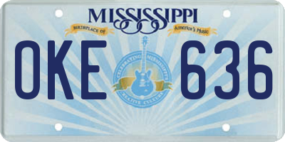 MS license plate OKE636
