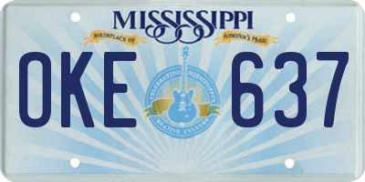 MS license plate OKE637