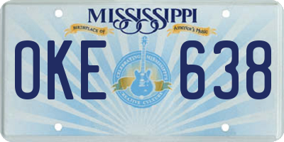 MS license plate OKE638