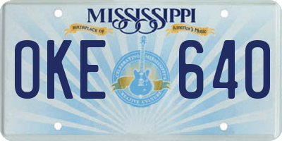 MS license plate OKE640