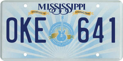 MS license plate OKE641