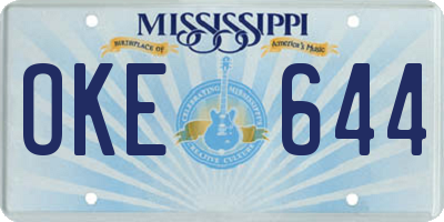MS license plate OKE644