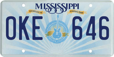 MS license plate OKE646