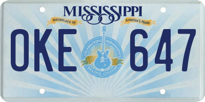 MS license plate OKE647