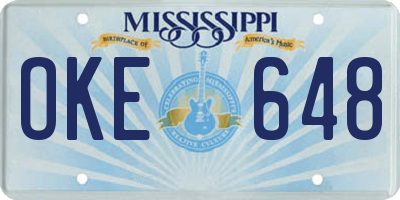 MS license plate OKE648