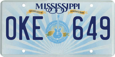 MS license plate OKE649