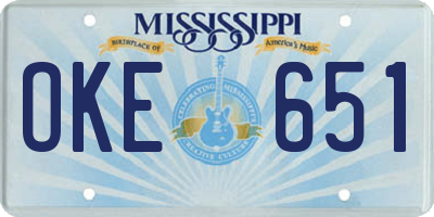 MS license plate OKE651