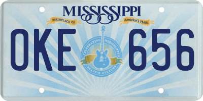 MS license plate OKE656