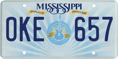 MS license plate OKE657