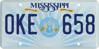 MS license plate OKE658