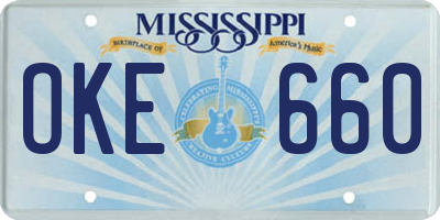 MS license plate OKE660