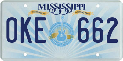 MS license plate OKE662