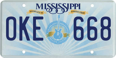 MS license plate OKE668