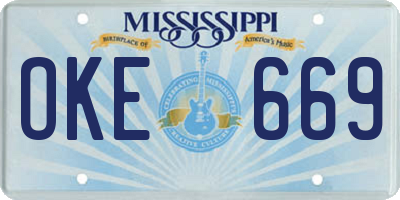 MS license plate OKE669