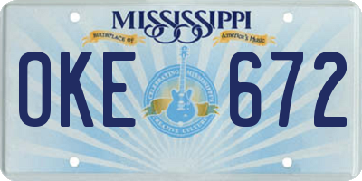 MS license plate OKE672