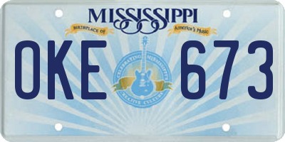 MS license plate OKE673
