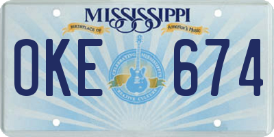 MS license plate OKE674
