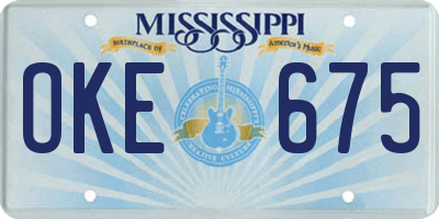MS license plate OKE675