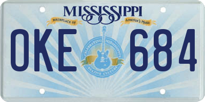 MS license plate OKE684