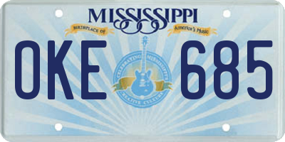 MS license plate OKE685