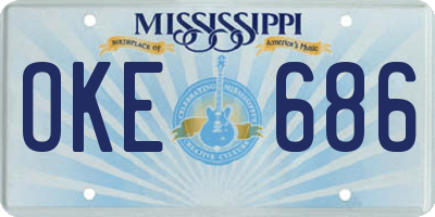 MS license plate OKE686