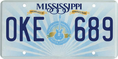 MS license plate OKE689