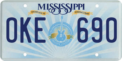 MS license plate OKE690