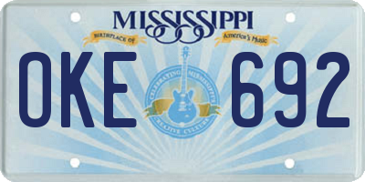 MS license plate OKE692