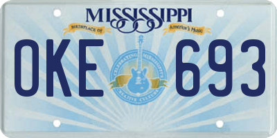 MS license plate OKE693