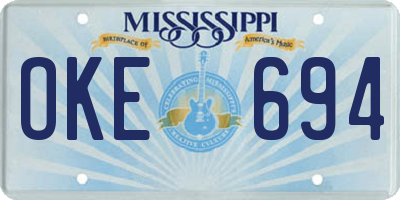 MS license plate OKE694