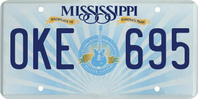 MS license plate OKE695