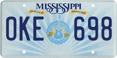 MS license plate OKE698