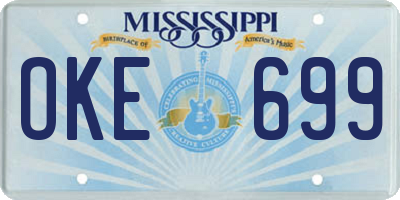 MS license plate OKE699
