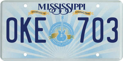 MS license plate OKE703