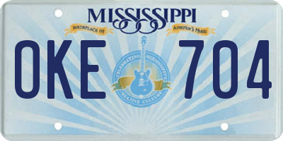 MS license plate OKE704
