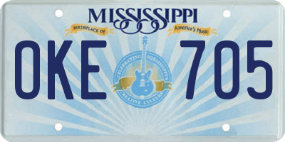 MS license plate OKE705