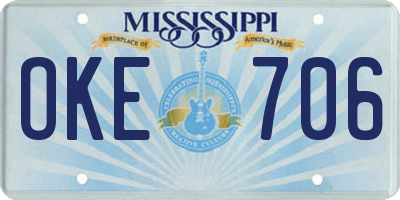 MS license plate OKE706