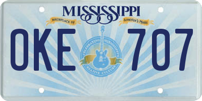 MS license plate OKE707