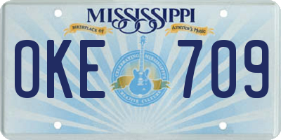 MS license plate OKE709