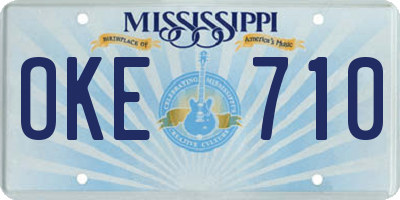 MS license plate OKE710