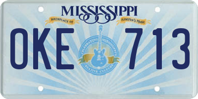 MS license plate OKE713