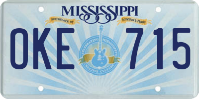 MS license plate OKE715